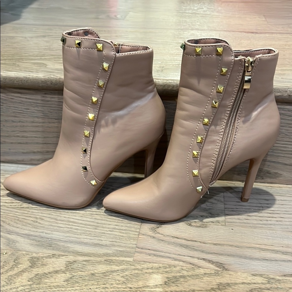 Studded Nude Ankle Boots - Picture 7 of 8